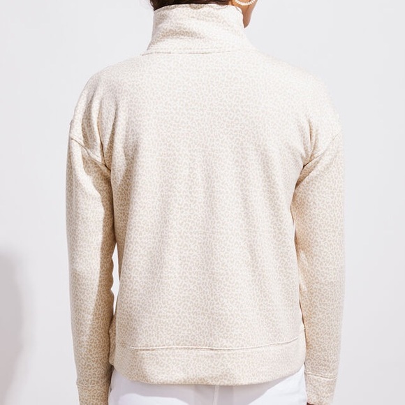 vineyard vines Dreamcloth Leopard Printed Funnel-Neck Half-Zip - Picture 2 of 4